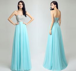 Custom Fashion Spring And Autumn New Evening Dresses Long Bra Topless Strap Lake Blue Chiffon Ballroom Special Occasion Dresses HY060