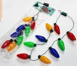 LED Light Up Christmas Bulb Necklace Party Favours Ugly Xmas Party Plastic Flashlight Luminous Christmas Festival Necklace LED Light SN1865