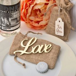 New Antique Gold Love Design Bottle Opener with Burlap Bag Wedding Bridal Shower Gift Favors wen6886