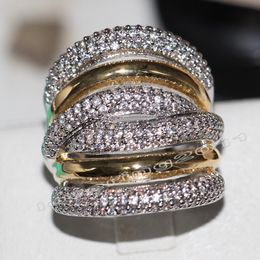 choucong Luxury Jewelry Pave set 210pcs Diamond 14kt Yellow White gold filled Women Engagement Wedding Band Ring Set