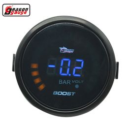 Dragon Gauge 52mm Black shell Auto Car Turbine Turbo Digital Boost gauge -1~ 3.0 Bar and Voltage Metre gauge