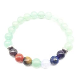 SN1340 High Quality Green Aventurine Bracelet Women`s Design 7 Chakra Yoga Bracelet Meditative Yogi Balance Bracelet