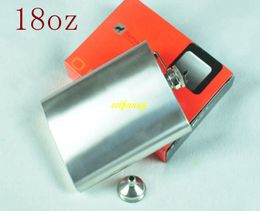20pcs/lot Fast shipping Portable 18 oz Stainless Steel Hip Flask 18oz Pocket Liquor bottle With funnels