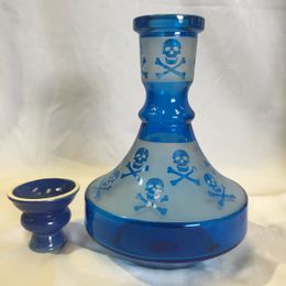 Ship from the USA smoking Blue skull 9'' hookah glass vase with ceramic bowl