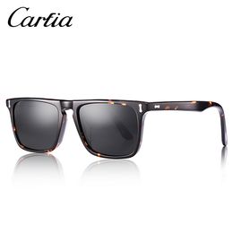 Carfia Mens Sunglasses Polarized Lenses Vintage Sun Glasses 100% UV Protection Square 54mm with Case 8340