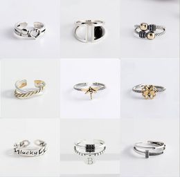 12 Designs Mix Real 925 Sterling Silver Ring for Women girls Fashion Create Old Bow Chain Charm Rings Fingers Wholesale