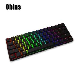 Original Obins Anne Pro Wired Mechanical Keyboard with RGB Backlit Wireless Gaming Keyboard 61 Keys Bluetooth 4.0 For Gamer