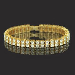 High Quality Hip Hop Men Jewelry 18k Gold Plated Iced Out Bling Crystal Bracelet Black Mens Diamond Bangle Bracelet