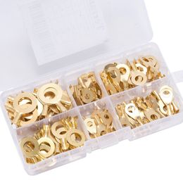 Non-Insulated Copper Ring Terminals Assortment Kit Cable Wire Connector Crimp Spade Electric Wire Wiring Kit - 10-4 Gauge - Organiser Case