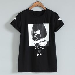 Harajuku Japanese Women Cartoon T Shirts Unique Graphic Short Sleeves T-Shirt White Tees Kawaii Cute Cotton Shirt Drop Shipping