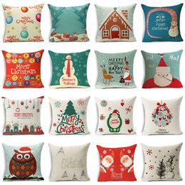 36design 45x45CM Pillow Case Snow Xmas Style Cushion Cover Merry Christmas Santa Claus Socks Balloon Home Decorative Pillows Case Cover