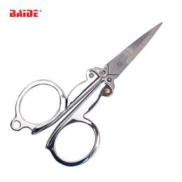 High Quality Home Portable Folding Steel Scissors Mini Folding Scissors Travel Scissors Color Silver Free Shipping