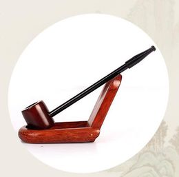 Vigorously seaman red sandalwood rosewood man portable pipe straight rod wood pipe flat spot