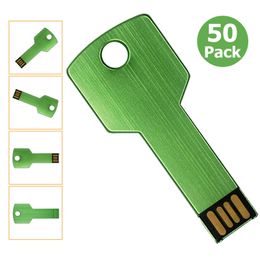 대량 20pcs 금속 키 32 기가 바이트 USB 2.0 플래시 드라이브 비어있는 미디어 플래시 메모리 스틱 for PC 노트북 태블릿 엄지 손가락 스토리지 펜 드라이브 다색