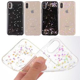 Epoxy Glitter Bling Starry Star Clear Soft TPU Clear Case for iPhone 11 Pro Max XR X XS 8 Plus Samsung S10 Plus