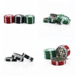 Newest Poker Chips Pattern Plastic Zinc Alloy Herb Grinder Spice Miller Crusher High Quality Beautiful Colour Unique Design