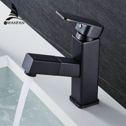 Basin Faucets Hot and Cold Water Bathroom Sink Tap Pull Out Swivel Single Handle Sink Faucet Brass Wash Basin Mixer Tap R16851