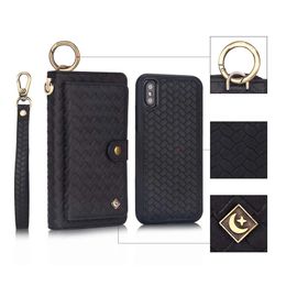 For iPhone XS Wallet Case, iPhone X Wallet Case Zipper Purse Detachable Magnetic 14 Card Slots Money Pocket Clutch Leather Case for Note 9