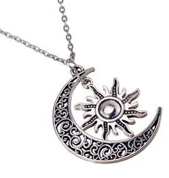 60pcs/lot Fashion Necklace Antique Silver Vintage Moon Sun Charms Pendants Necklace 60cm