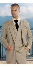 Popular Design Groom Tuxedos One Button Peak Lapel Groomsmen Best Man Suit Wedding Mens Suits (Jacket+Pants+Vest+Tie) J496