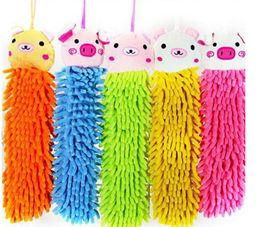 30CM Hand Face Wipe Towels Kitchen Hanging Towels Chenille Baby Kids Animal Bathroom Washcloths Handkerchief Random Colour Towel