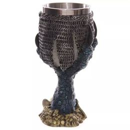 Creative Novelty Resin Stainless Steel Liner Creepy Goblet Beer Milk Coffee Cup Tankard Drinkware for Halloween Decoration Gift