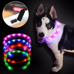 Luminous Dog Training Collar Adjustable Size USB Practical Rechargeable LED Flashing Light Band Belt Safety Pet Dog Collar S/M/L