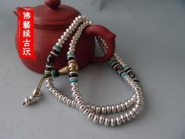 Collection of white copper and silver ornaments decorated beads agate bracelet