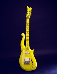 Diamond Series Prince Cloud Yellow Electric Guitar White Single & Humbucker Pickups, Blue Symbol Inlay, Black Knobs, Gold Truss Rod Cover