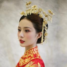 Bridal costume, headwear, antique, Chinese style, crown ornament Wedding, dragon, Phoenix, gown, wine and clothing, Xiu he clothing accessor