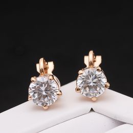 Boucle D'oreille Clip without Pierced for Women High Quality Classic 5 Prongs Design Earrings Jewlery Made with Austria Crystal