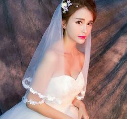 New Fashion Short One Layer Without Comb Bridal Veils Wedding Accessories Free Shipping Beaded Edge Crystal LY2205