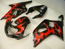 High quality fairing kit for SUZUKI GSXR600 GSXR750 2001 2002 2003 black red flames GSXR 600 750 01 02 03 fairings HH56