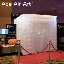 2.4x2.4x2.4 Square One Door Inflatable Chile Photo Booth Tent with LED Lights for Product Display or Selfie