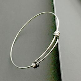 3pcs Lot silver Stainless Steel simple adjustable bracelet Steel Wire Chain cuff bangle 2.46'' for WOmen Men DIY Jewelry