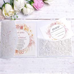 New White Square Wedding Invitation Cards with Belt for Wedding Birthday Engagement Greeting Invitations Cards Invite With Free RSVP Cards