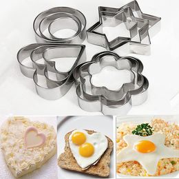 3pcs/set Baking Moulds Stainless Steel baking Mould Cookie Cutters Plunger Biscuit DIY Mould Star Heart for baby kids