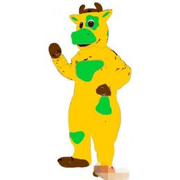 Custom Yellow cow mascot costume Adult Size free shipping