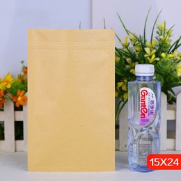 15*24cmKraft paper flat-bottom self-sealing composite packaging Aluminium foil matte dry goods moisture-proof anti-corrosion seal food bag