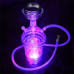 New Fashion Colourful LED Shisha Luminous Cup Bong 20CM Hookahs Bubbler Water Pipe Smoking Bongs Accessory Free Shipping