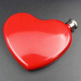 4.4 OZ Stainless Steel Portable Wine Pot Painted Heart Shape Small Hip Flask Whiskey Vodka Bottle Valentine's Day As Gift Promotion