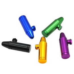 Latest Colorful Mini Pipe Bullet Shape Snuff Many Colors Metal Nose Easy Carry Clean Snuff Snorter Sniffer Bottle Smoking Adjustable Tube Unique Design DHL Free