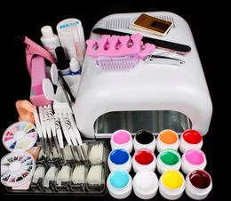 Nail Art 36W Cure Drying Lamp UV Gel False Tips Top Coat Tools Full Set DIY Kit