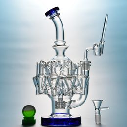 JT 30cm Height Recycler Bong Glass Water Pipes With 14mm Joint Matrix Perc Octopus Arms Dab Rigs Smoking Water Bongs Quartz Banger OA01