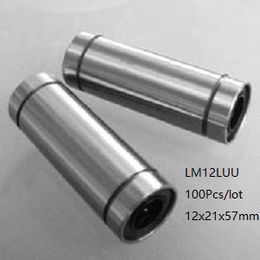 100pcs/lot LM12LUU 12mm Longer linear ball bearings linear sliding bushing linear motion bearings 3d printer parts cnc router 12x21x57mm