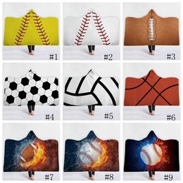 Baseball Blankets Football Soccer Softball hooded blankets 3D Printed Sport Sherpa Blanket Kids Adults Winter Plush Cape Towel GGA1848