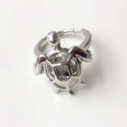 {Cage Ring} Can Open And Hold 8mm Pearl /Crystal /Gem Bead Cage Ring Mounting, 18kgp Adjustable Size Turtle Ring