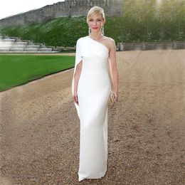 Elegant White Chiffon Sheath Evening Dresses Simple One Shoulder Red Carpet Dress Custom Made Party Gowns