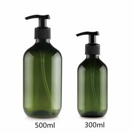 300ml/500ml 12 pcs/lot empty blackish green/brown plastic bottle, lotion pump bottle Liquid Soap PET Bottle