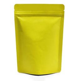 13x18 cm 50pcs/lot Matte Yellow Pure Aluminum Foil Zipper Lock Stand Up Dried Fruits Storage Bags Pure Mylar Foil Reusable Storage Pouch